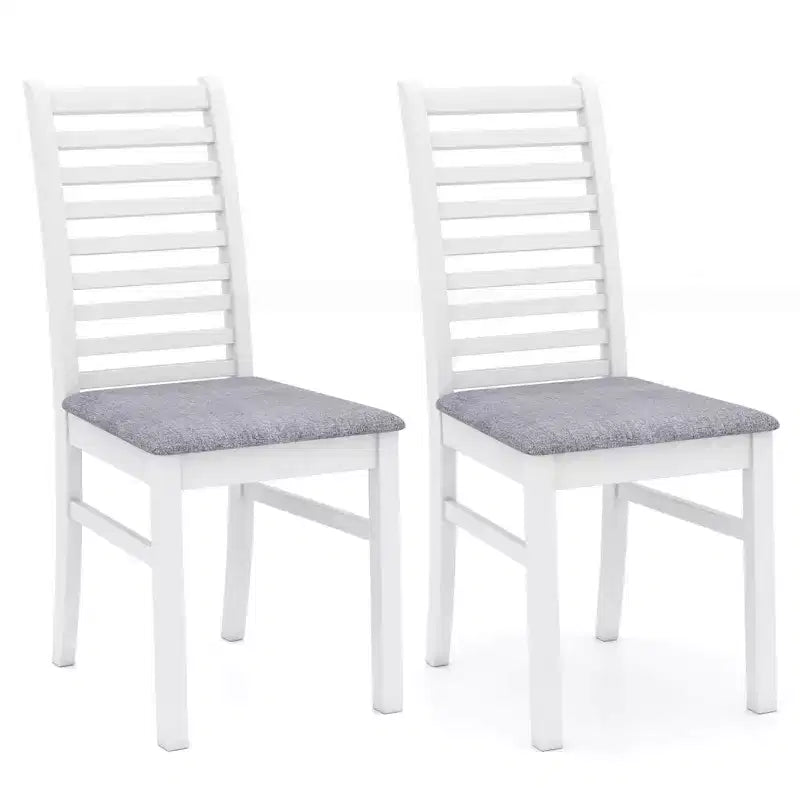 Costway Lot de 2/4 Chaises de Salle à Manger Modernes, Chaises de Cuisine avec Pieds en Bois d'Hévéa et Dossier à Lattes Marron/Blanc