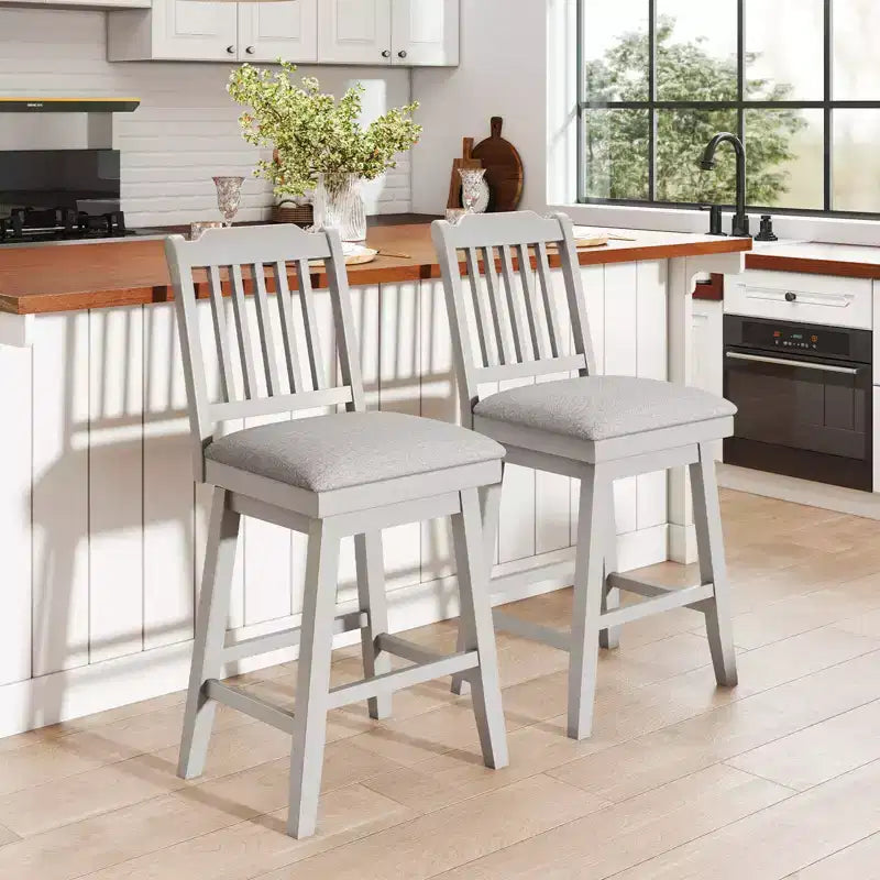 Tabourets de bar Costway de 63,5 cm (25 po), lot de 2 ou 4, avec dossier à lattes, siège rembourré et repose-pieds