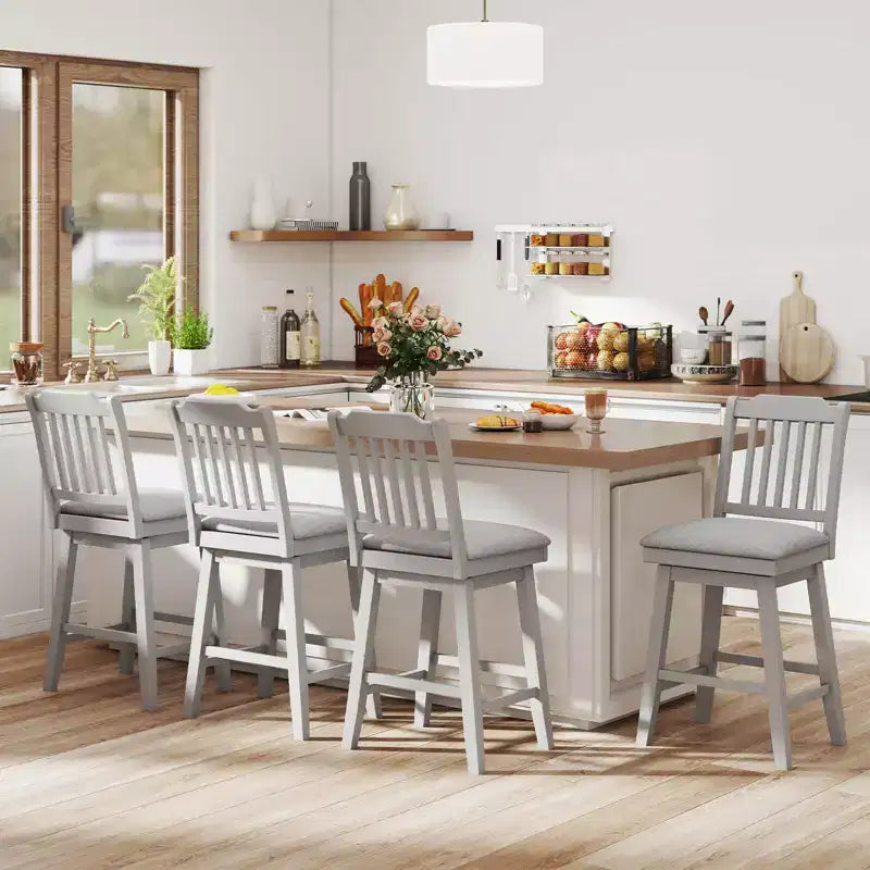 Tabourets de bar Costway de 63,5 cm (25 po), lot de 2 ou 4, avec dossier à lattes, siège rembourré et repose-pieds