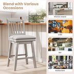 Tabourets de bar Costway de 63,5 cm (25 po), lot de 2 ou 4, avec dossier à lattes, siège rembourré et repose-pieds