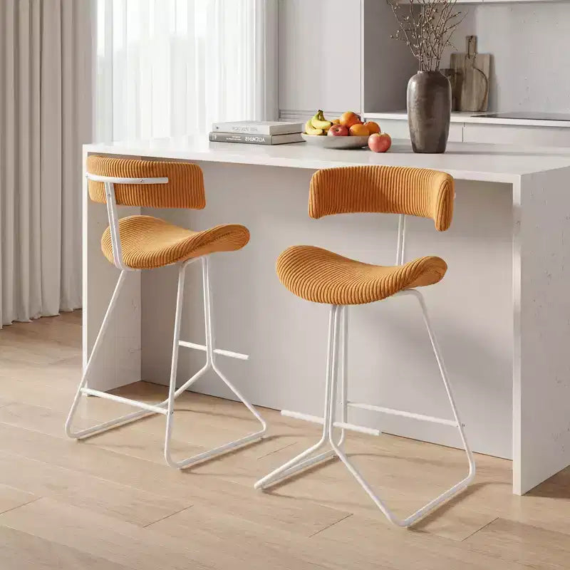 Tabourets de bar Costway (lot de 2) avec dossier incurvé, assise rembourrée, pieds en métal, repose-pieds