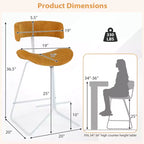 Tabourets de bar Costway (lot de 2) avec dossier incurvé, assise rembourrée, pieds en métal, repose-pieds