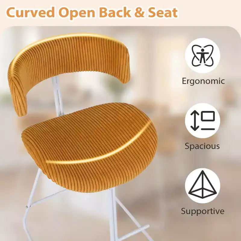 Tabourets de bar Costway (lot de 2) avec dossier incurvé, assise rembourrée, pieds en métal, repose-pieds