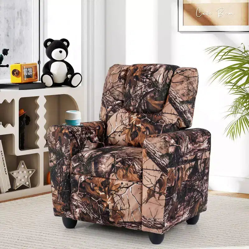 Fauteuil inclinable pour enfants Costway avec porte-gobelet, dossier et repose-pieds réglables pour garçons et filles Rose+Blanc/Multicolore/Zèbre/Camouflage/Marron/Gris/Rose