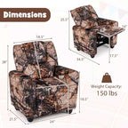 Fauteuil inclinable pour enfants Costway avec porte-gobelet, dossier et repose-pieds réglables pour garçons et filles Rose+Blanc/Multicolore/Zèbre/Camouflage/Marron/Gris/Rose