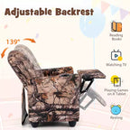 Fauteuil inclinable pour enfants Costway avec porte-gobelet, dossier et repose-pieds réglables pour garçons et filles Rose+Blanc/Multicolore/Zèbre/Camouflage/Marron/Gris/Rose