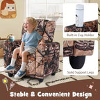 Fauteuil inclinable pour enfants Costway avec porte-gobelet, dossier et repose-pieds réglables pour garçons et filles Rose+Blanc/Multicolore/Zèbre/Camouflage/Marron/Gris/Rose