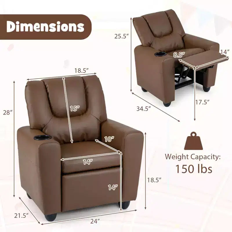 Fauteuil inclinable pour enfants Costway avec porte-gobelet, dossier et repose-pieds réglables pour garçons et filles Rose+Blanc/Multicolore/Zèbre/Camouflage/Marron/Gris/Rose