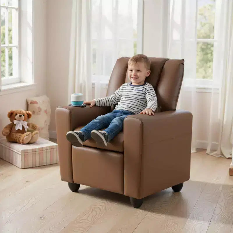 Fauteuil inclinable pour enfants Costway avec porte-gobelet, dossier et repose-pieds réglables pour garçons et filles Rose+Blanc/Multicolore/Zèbre/Camouflage/Marron/Gris/Rose
