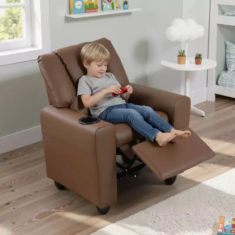Fauteuil inclinable pour enfants Costway avec porte-gobelet, dossier et repose-pieds réglables pour garçons et filles Rose+Blanc/Multicolore/Zèbre/Camouflage/Marron/Gris/Rose