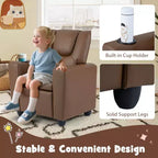 Fauteuil inclinable pour enfants Costway avec porte-gobelet, dossier et repose-pieds réglables pour garçons et filles Rose+Blanc/Multicolore/Zèbre/Camouflage/Marron/Gris/Rose
