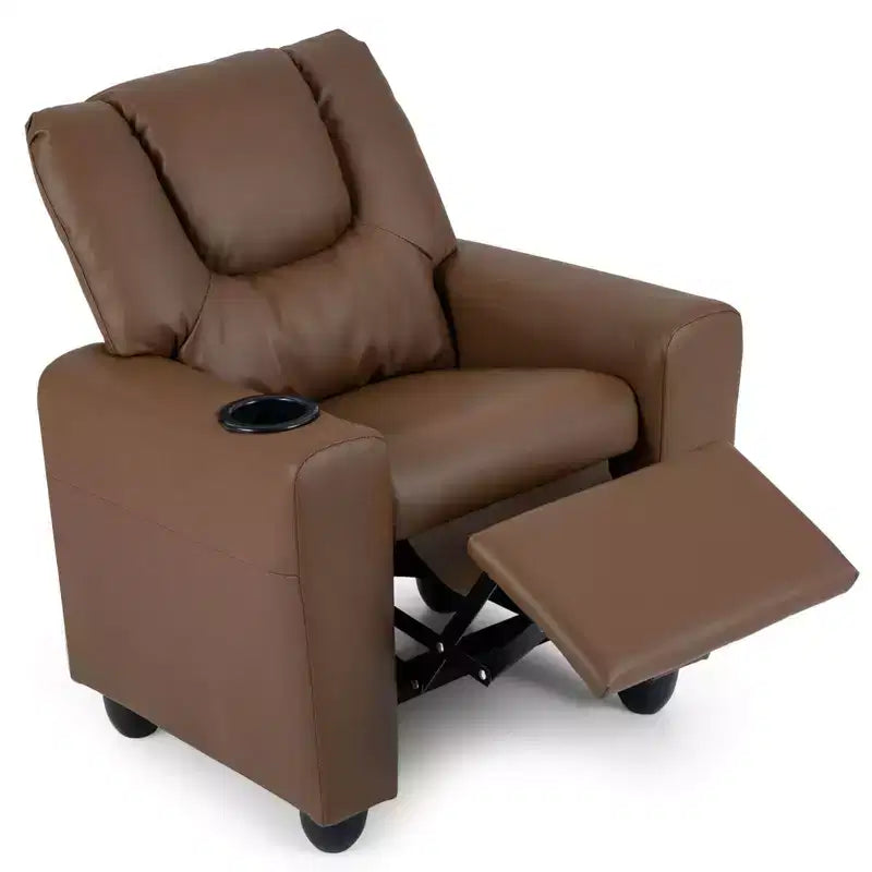 Fauteuil inclinable pour enfants Costway avec porte-gobelet, dossier et repose-pieds réglables pour garçons et filles Rose+Blanc/Multicolore/Zèbre/Camouflage/Marron/Gris/Rose