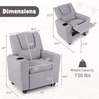 Fauteuil inclinable pour enfants Costway avec porte-gobelet, dossier et repose-pieds réglables pour garçons et filles Rose+Blanc/Multicolore/Zèbre/Camouflage/Marron/Gris/Rose