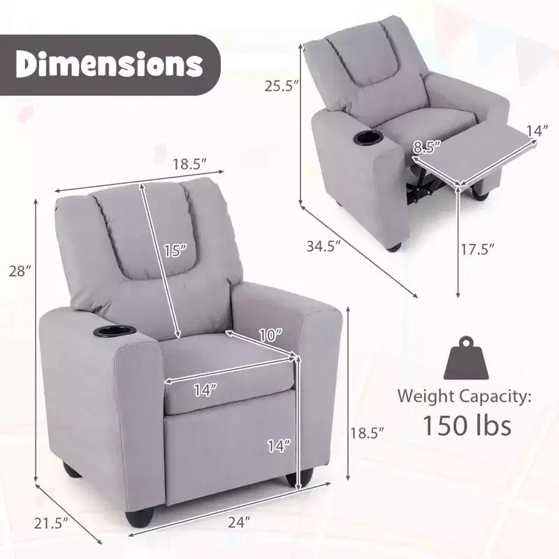 Fauteuil inclinable pour enfants Costway avec porte-gobelet, dossier et repose-pieds réglables pour garçons et filles Rose+Blanc/Multicolore/Zèbre/Camouflage/Marron/Gris/Rose