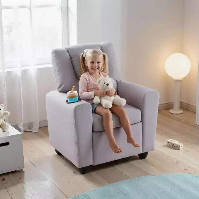 Fauteuil inclinable pour enfants Costway avec porte-gobelet, dossier et repose-pieds réglables pour garçons et filles Rose+Blanc/Multicolore/Zèbre/Camouflage/Marron/Gris/Rose