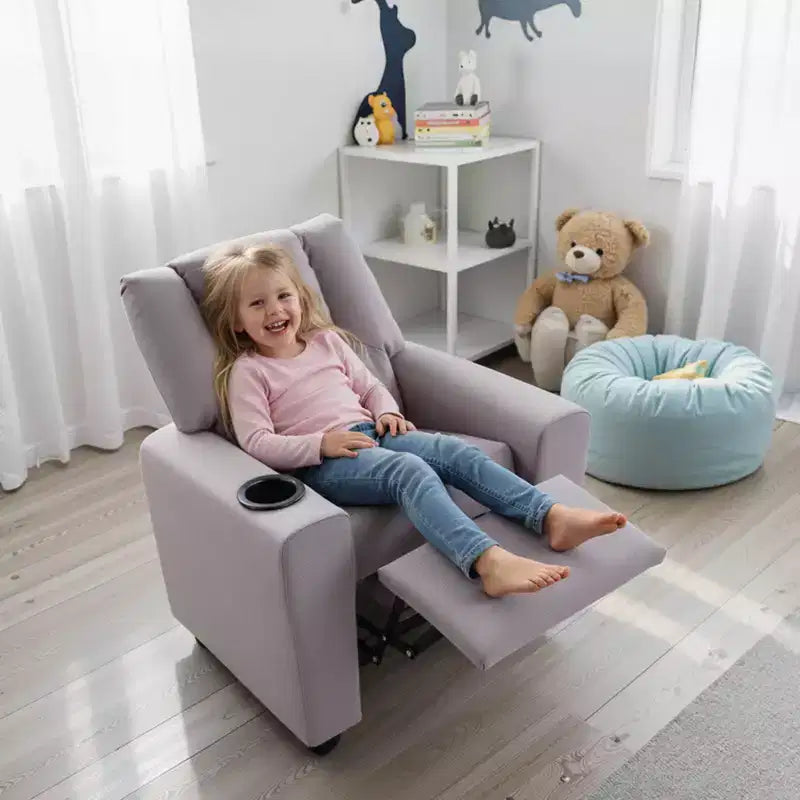 Fauteuil inclinable pour enfants Costway avec porte-gobelet, dossier et repose-pieds réglables pour garçons et filles Rose+Blanc/Multicolore/Zèbre/Camouflage/Marron/Gris/Rose