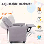 Fauteuil inclinable pour enfants Costway avec porte-gobelet, dossier et repose-pieds réglables pour garçons et filles Rose+Blanc/Multicolore/Zèbre/Camouflage/Marron/Gris/Rose