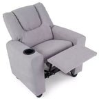 Fauteuil inclinable pour enfants Costway avec porte-gobelet, dossier et repose-pieds réglables pour garçons et filles Rose+Blanc/Multicolore/Zèbre/Camouflage/Marron/Gris/Rose