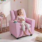 Fauteuil inclinable pour enfants Costway avec porte-gobelet, dossier et repose-pieds réglables pour garçons et filles Rose+Blanc/Multicolore/Zèbre/Camouflage/Marron/Gris/Rose