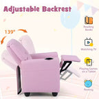 Fauteuil inclinable pour enfants Costway avec porte-gobelet, dossier et repose-pieds réglables pour garçons et filles Rose+Blanc/Multicolore/Zèbre/Camouflage/Marron/Gris/Rose