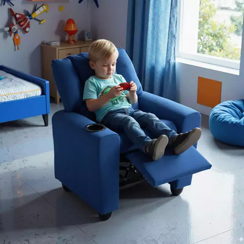 Fauteuil inclinable pour enfants Costway avec porte-gobelet, dossier et repose-pieds réglables pour garçons et filles Rose+Blanc/Multicolore/Zèbre/Camouflage/Marron/Gris/Rose