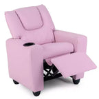 Fauteuil inclinable pour enfants Costway avec porte-gobelet, dossier et repose-pieds réglables pour garçons et filles Rose+Blanc/Multicolore/Zèbre/Camouflage/Marron/Gris/Rose
