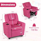 Fauteuil inclinable pour enfants Costway avec porte-gobelet, dossier et repose-pieds réglables pour garçons et filles Rose+Blanc/Multicolore/Zèbre/Camouflage/Marron/Gris/Rose
