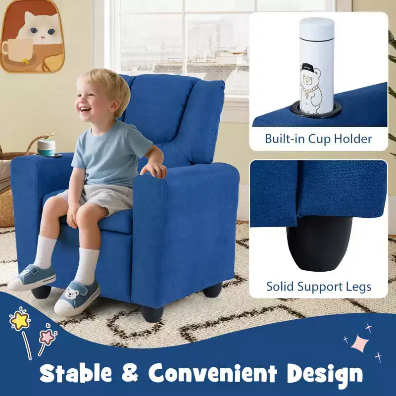 Fauteuil inclinable pour enfants Costway avec porte-gobelet, dossier et repose-pieds réglables pour garçons et filles Rose+Blanc/Multicolore/Zèbre/Camouflage/Marron/Gris/Rose