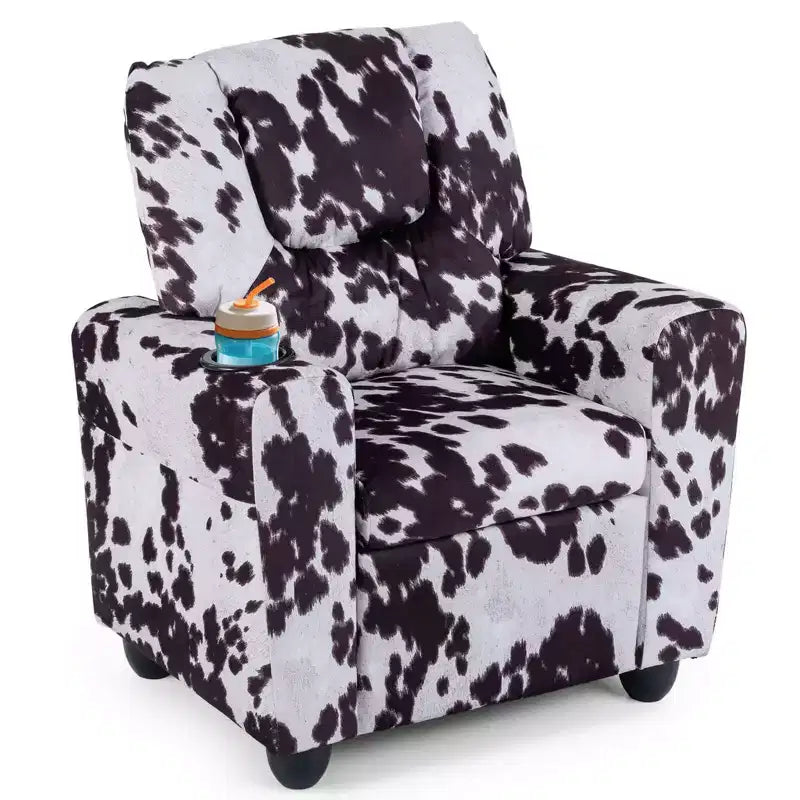 Fauteuil inclinable pour enfants Costway avec porte-gobelet, dossier et repose-pieds réglables pour garçons et filles Rose+Blanc/Multicolore/Zèbre/Camouflage/Marron/Gris/Rose