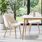GDFStudio Winwin Modern Teddy Velvet Upholstered Dining Chairs with Beech Legs (Set of 2)