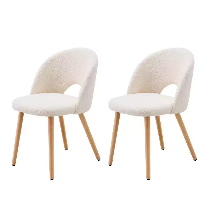GDFStudio Winwin Chaises de salle à manger modernes rembourrées en velours Teddy avec pieds en hêtre (lot de 2)