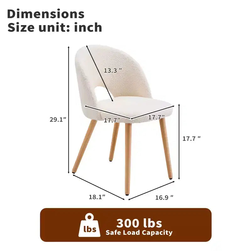 GDFStudio Winwin Chaises de salle à manger modernes rembourrées en velours Teddy avec pieds en hêtre (lot de 2)