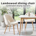 GDFStudio Winwin Chaises de salle à manger modernes rembourrées en velours Teddy avec pieds en hêtre (lot de 2)