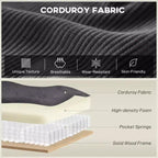 GDFStudio Huehi Canapé d'angle moderne en velours côtelé de 124 po avec pouf mobile