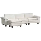 GDFStudio Huehi Canapé d'angle moderne en velours côtelé de 124 po avec pouf mobile