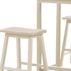 Ensemble de table de bar HomeRoots trois pièces en bois massif crème, hauteur comptoir