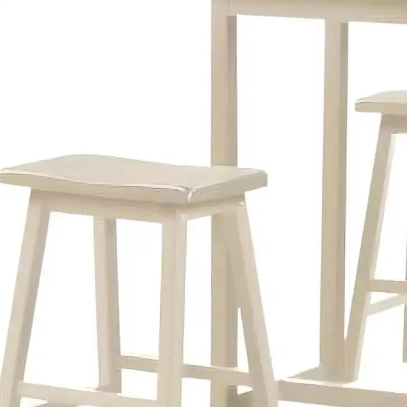 Ensemble de table de bar HomeRoots trois pièces en bois massif crème, hauteur comptoir