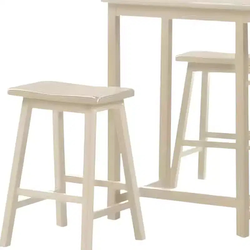 Ensemble de table de bar HomeRoots trois pièces en bois massif crème, hauteur comptoir