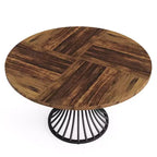Table de salle à manger de ferme MAYEERTY 47 ronde avec sablier, plateau en MDF et base en métal, table polyvalente 6 personnes pour la maison et le café