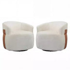 Christopher Knight Home Anuei Lot de 2 chaises pivotantes à 360° modernes en bois avec revêtement en tissu bouclette, pieds en métal et accents en similicuir