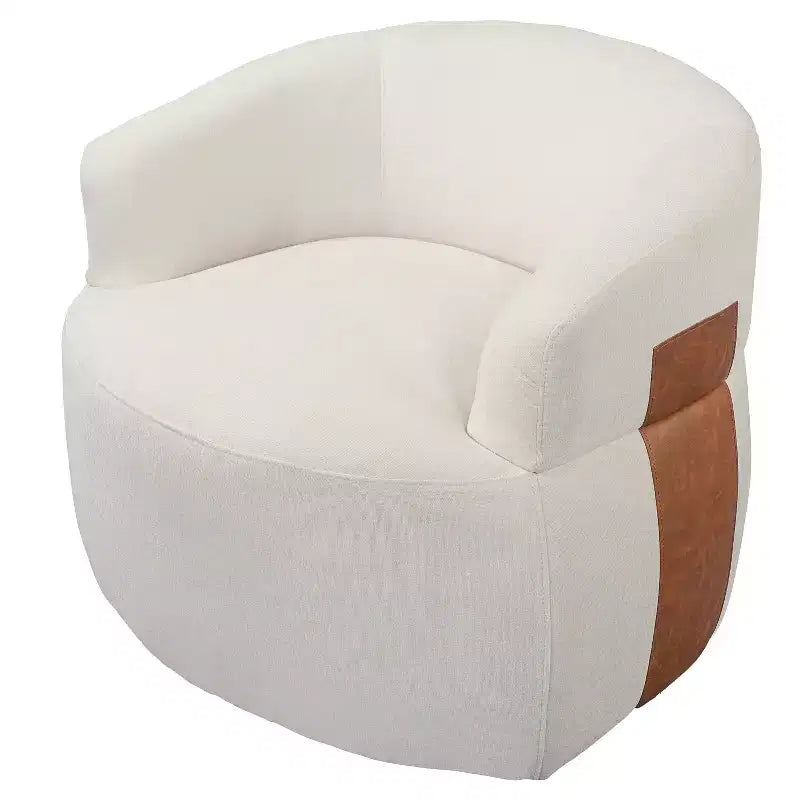 Christopher Knight Home Anuei Lot de 2 chaises pivotantes à 360° modernes en bois avec revêtement en tissu bouclette, pieds en métal et accents en similicuir