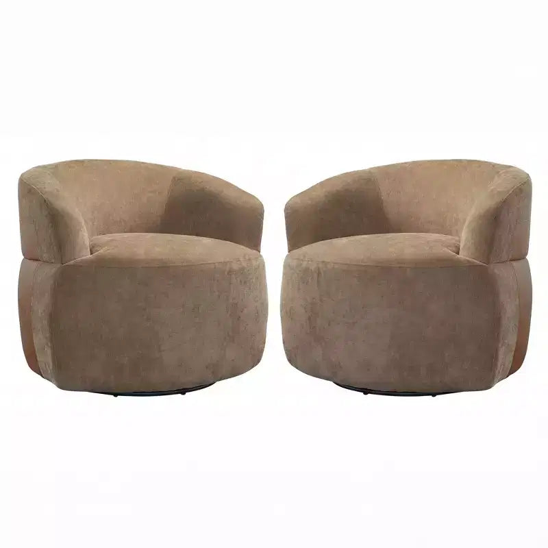 Christopher Knight Home Anuei Lot de 2 chaises pivotantes à 360° modernes en bois avec revêtement en tissu bouclette, pieds en métal et accents en similicuir