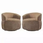 Christopher Knight Home Anuei Lot de 2 chaises pivotantes à 360° modernes en bois avec revêtement en tissu bouclette, pieds en métal et accents en similicuir