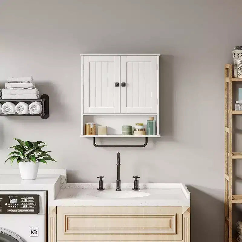 Meuble de salle de bain mural Dcolora avec porte-serviettes et étagère réglable