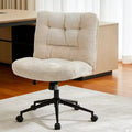 Criss Cross Chair with Wheels, Dual-Layer Thickened Cushion, Premium Fabric Morden Home Vanity Chair Wide Seat, Ivory Beige