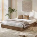 Wooden Platform Bed Frame with Fluted Design, Integrated Storage Box, No Box Spring Needed, Noise Free