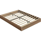 Cadre de lit plateforme en bois avec design cannelé, coffre de rangement intégré, sans sommier tapissier, sans bruit