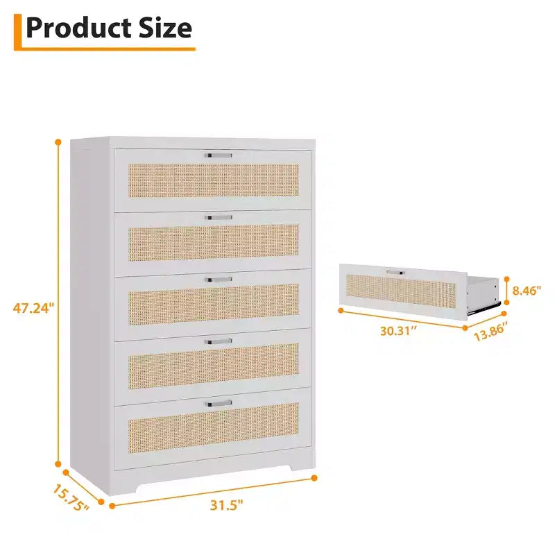 Commode moderne en rotin avec panneaux en bois naturel et rotin, meuble de rangement pour chambre, dressing et entrée