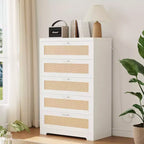 Commode moderne en rotin avec panneaux en bois naturel et rotin, meuble de rangement pour chambre, dressing et entrée