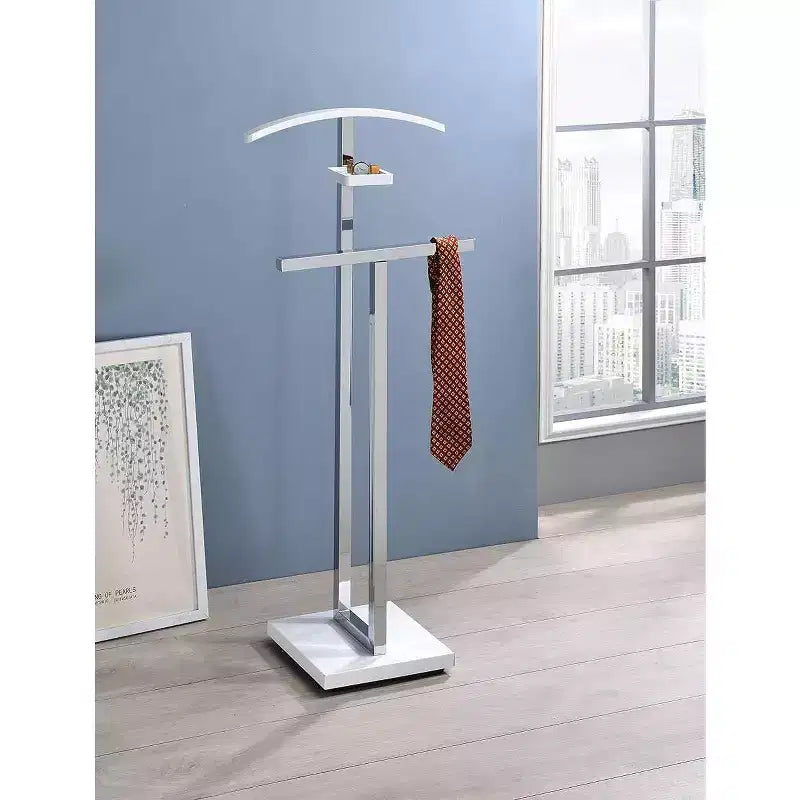 Kings Brand Furniture - Valet de Nuit en Métal et Bois Vaccaro, Portant à Vêtements
